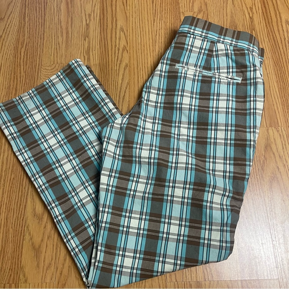 Original Penguin Plaid Pants with Brown and Blue Accents